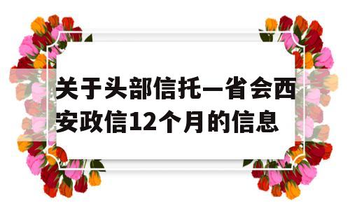 关于头部信托—省会西安政信12个月的信息