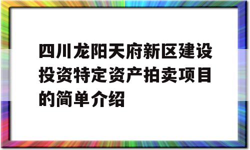 四川龙阳天府新区建设投资特定资产拍卖项目的简单介绍