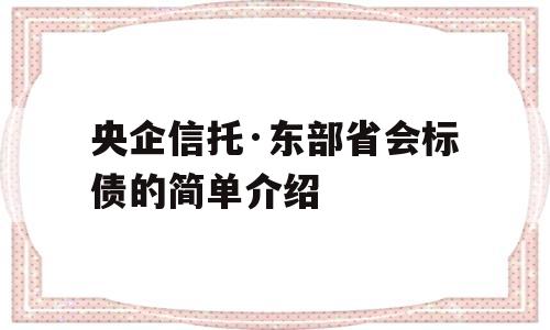 央企信托·东部省会标债的简单介绍