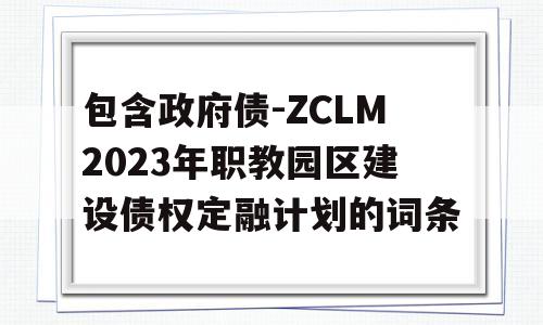 包含政府债-ZCLM2023年职教园区建设债权定融计划的词条