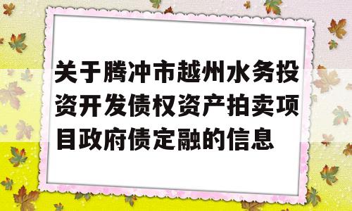 关于腾冲市越州水务投资开发债权资产拍卖项目政府债定融的信息