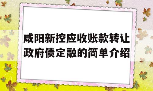 咸阳新控应收账款转让政府债定融的简单介绍