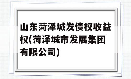 山东菏泽城发债权收益权(菏泽城市发展集团有限公司)