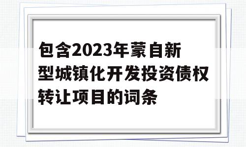 包含2023年蒙自新型城镇化开发投资债权转让项目的词条