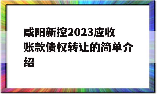 咸阳新控2023应收账款债权转让的简单介绍