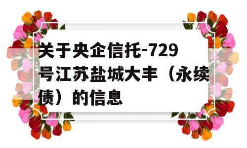 关于央企信托-729号江苏盐城大丰（永续债）的信息