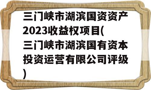 三门峡市湖滨国资资产2023收益权项目(三门峡市湖滨国有资本投资运营有限公司评级)