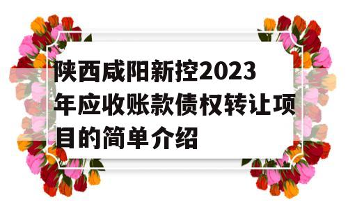 陕西咸阳新控2023年应收账款债权转让项目的简单介绍