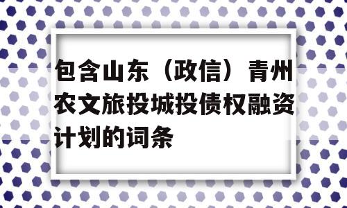 包含山东（政信）青州农文旅投城投债权融资计划的词条