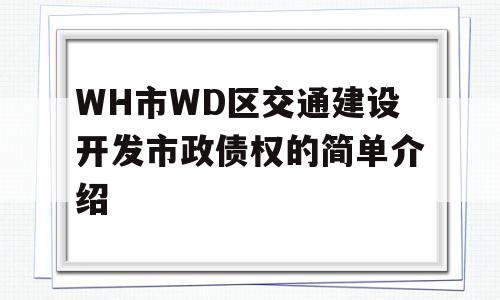 WH市WD区交通建设开发市政债权的简单介绍