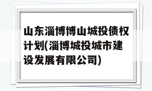 山东淄博博山城投债权计划(淄博城投城市建设发展有限公司)