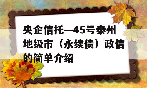 央企信托—45号泰州地级市（永续债）政信的简单介绍