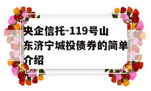 央企信托-119号山东济宁城投债券的简单介绍