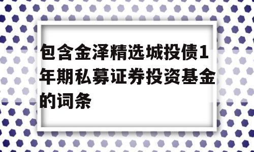 包含金泽精选城投债1年期私募证券投资基金的词条