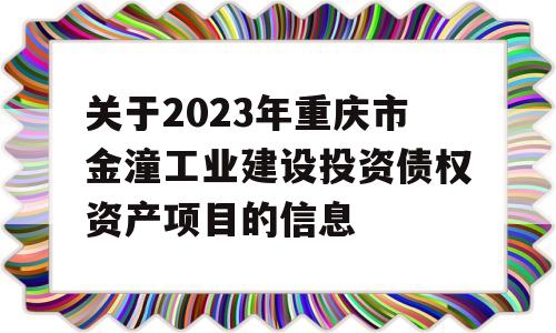 关于2023年重庆市金潼工业建设投资债权资产项目的信息