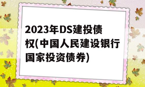 2023年DS建投债权(中国人民建设银行国家投资债券)