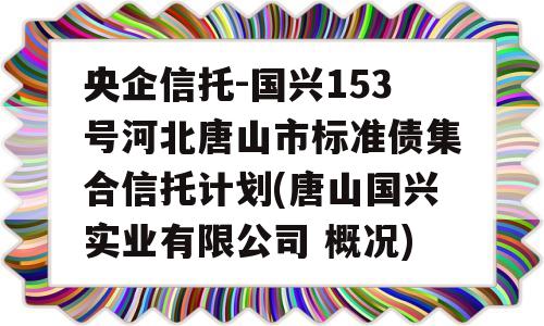 央企信托-国兴153号河北唐山市标准债集合信托计划(唐山国兴实业有限公司 概况)