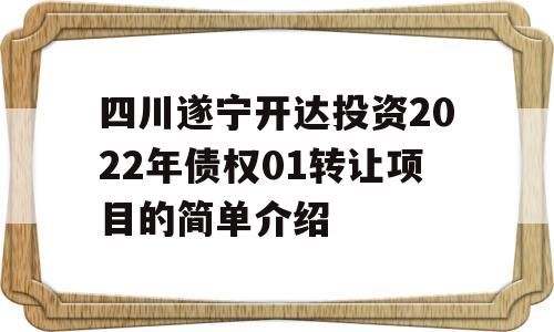 四川遂宁开达投资2022年债权01转让项目的简单介绍