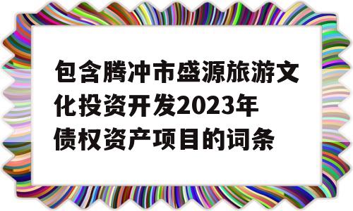 包含腾冲市盛源旅游文化投资开发2023年债权资产项目的词条