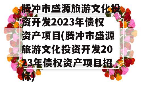 腾冲市盛源旅游文化投资开发2023年债权资产项目(腾冲市盛源旅游文化投资开发2023年债权资产项目招标)