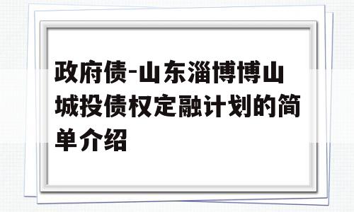 政府债-山东淄博博山城投债权定融计划的简单介绍