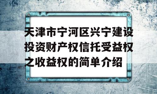 天津市宁河区兴宁建设投资财产权信托受益权之收益权的简单介绍