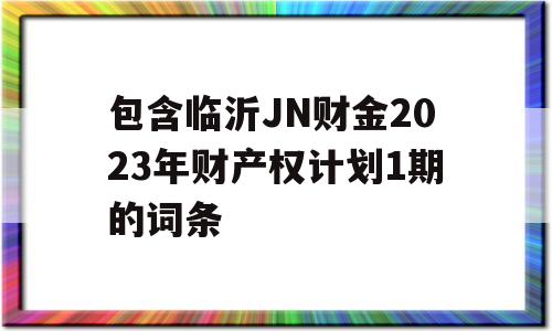 包含临沂JN财金2023年财产权计划1期的词条