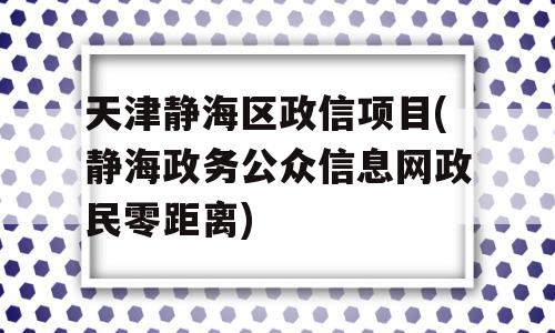 天津静海区政信项目(静海政务公众信息网政民零距离)