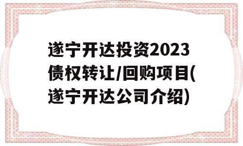 遂宁开达投资2023债权转让/回购项目(遂宁开达公司介绍)