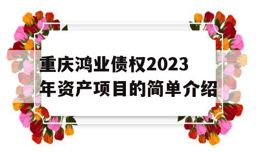 重庆鸿业债权2023年资产项目的简单介绍