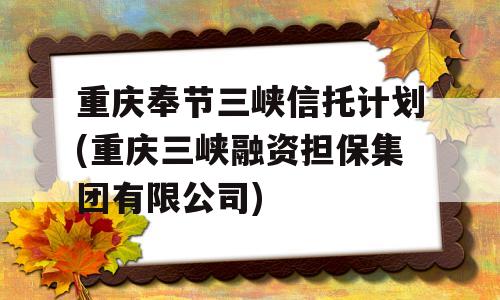 重庆奉节三峡信托计划(重庆三峡融资担保集团有限公司)