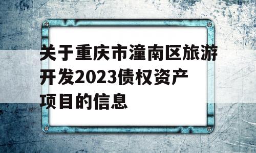 关于重庆市潼南区旅游开发2023债权资产项目的信息