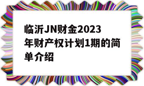 临沂JN财金2023年财产权计划1期的简单介绍