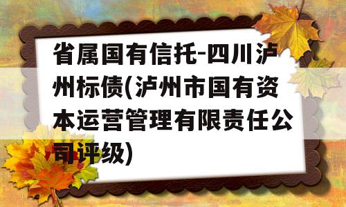 省属国有信托-四川泸州标债(泸州市国有资本运营管理有限责任公司评级)