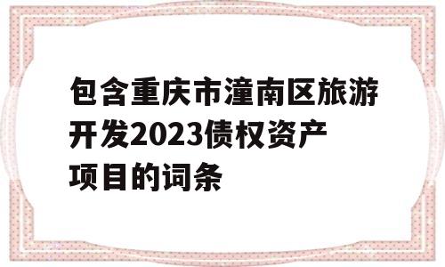 包含重庆市潼南区旅游开发2023债权资产项目的词条