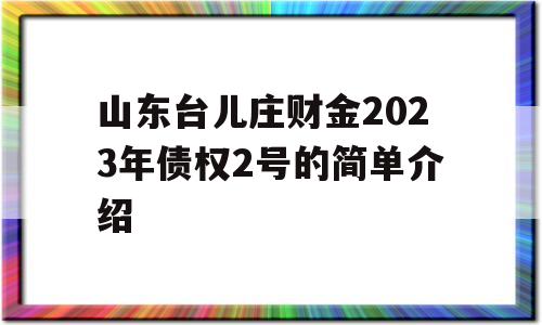 山东台儿庄财金2023年债权2号的简单介绍