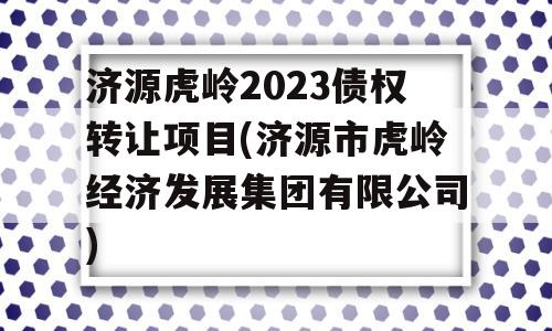 济源虎岭2023债权转让项目(济源市虎岭经济发展集团有限公司)