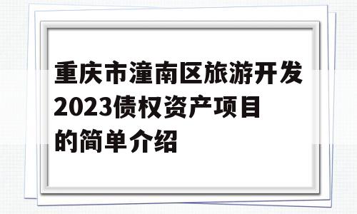 重庆市潼南区旅游开发2023债权资产项目的简单介绍