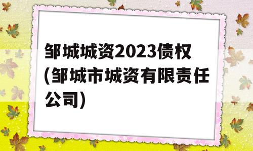 邹城城资2023债权(邹城市城资有限责任公司)