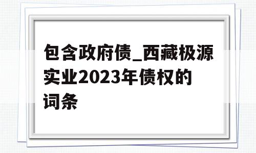 包含政府债_西藏极源实业2023年债权的词条