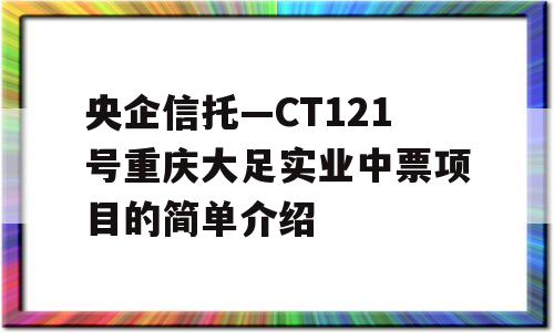 央企信托—CT121号重庆大足实业中票项目的简单介绍