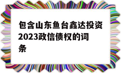 包含山东鱼台鑫达投资2023政信债权的词条