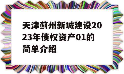 天津蓟州新城建设2023年债权资产01的简单介绍