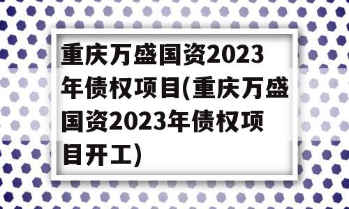 重庆万盛国资2023年债权项目(重庆万盛国资2023年债权项目开工)