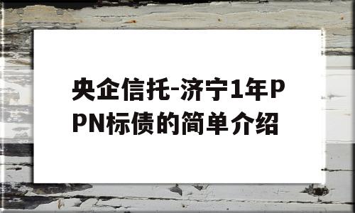 央企信托-济宁1年PPN标债的简单介绍