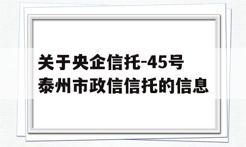 关于央企信托-45号泰州市政信信托的信息