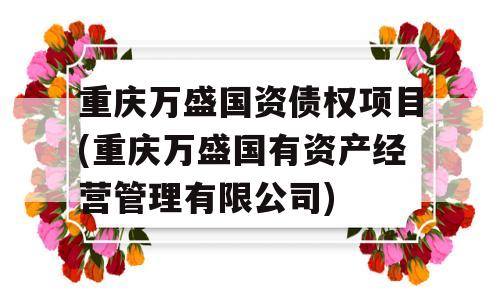 重庆万盛国资债权项目(重庆万盛国有资产经营管理有限公司)