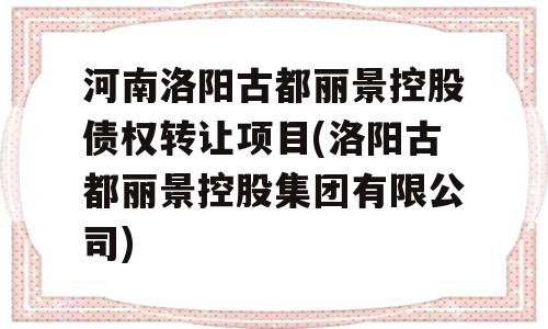 河南洛阳古都丽景控股债权转让项目(洛阳古都丽景控股集团有限公司)