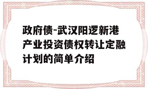 政府债-武汉阳逻新港产业投资债权转让定融计划的简单介绍