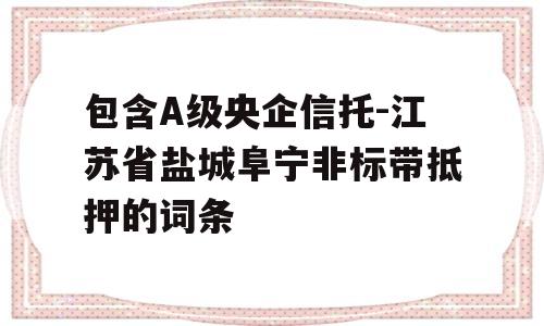 包含A级央企信托-江苏省盐城阜宁非标带抵押的词条